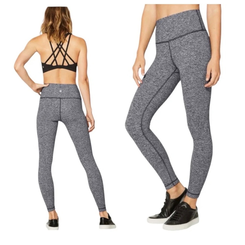 Lululemon High Times Pant Space Dye Heathered Black White Yoga Leggings Size 2